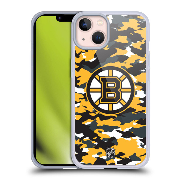 NHL Boston Bruins Camouflage Soft Gel Case for Apple iPhone 13
