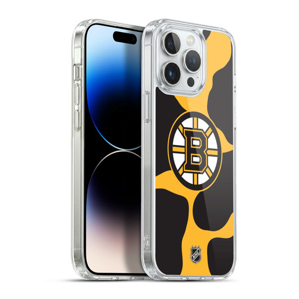 NHL Boston Bruins Cow Pattern Soft Gel Case for Apple iPhone 13 Pro Max & MagSafe