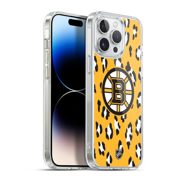 NHL Boston Bruins Leopard Pattern Soft Gel Case for Apple iPhone 13 Pro Max & MagSafe