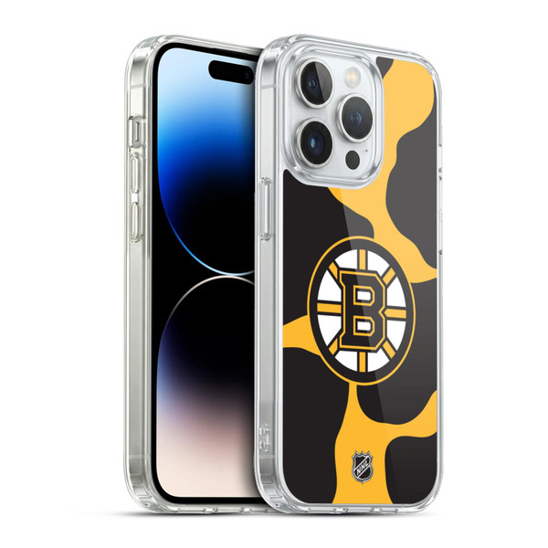 NHL Boston Bruins Cow Pattern Soft Gel Case for Apple iPhone 13 Pro & MagSafe