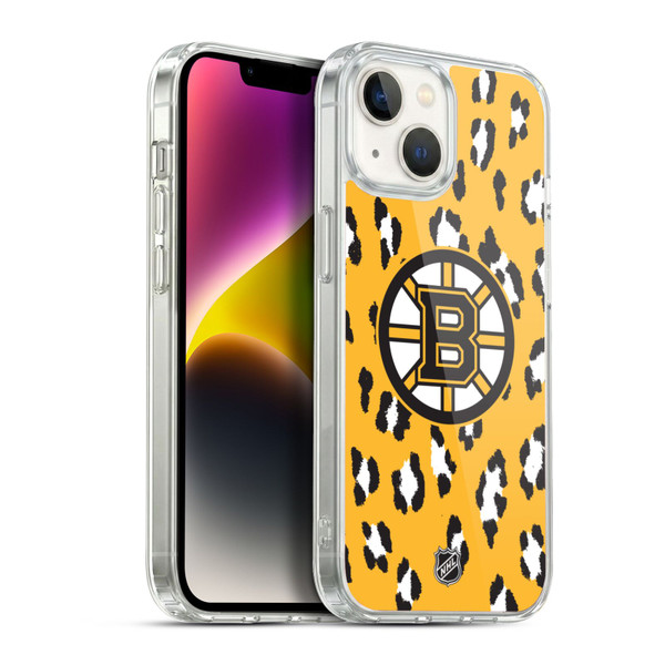 NHL Boston Bruins Leopard Pattern Soft Gel Case for Apple iPhone 14
