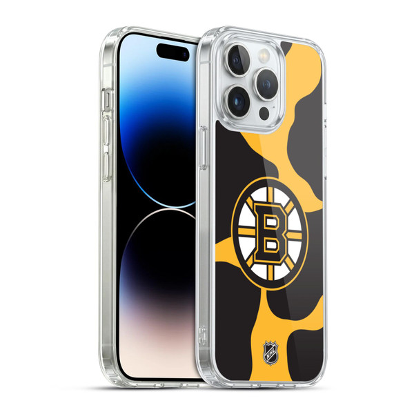 NHL Boston Bruins Cow Pattern Soft Gel Case for Apple iPhone 14 Pro Max & MagSafe
