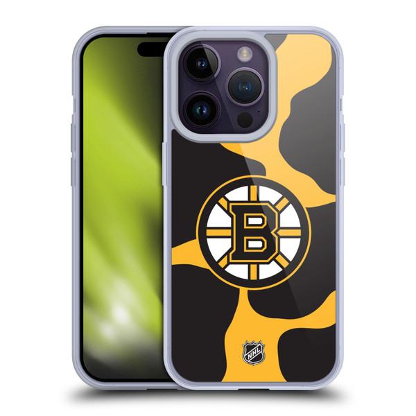 NHL Boston Bruins Cow Pattern Soft Gel Case for Apple iPhone 14 Pro & MagSafe
