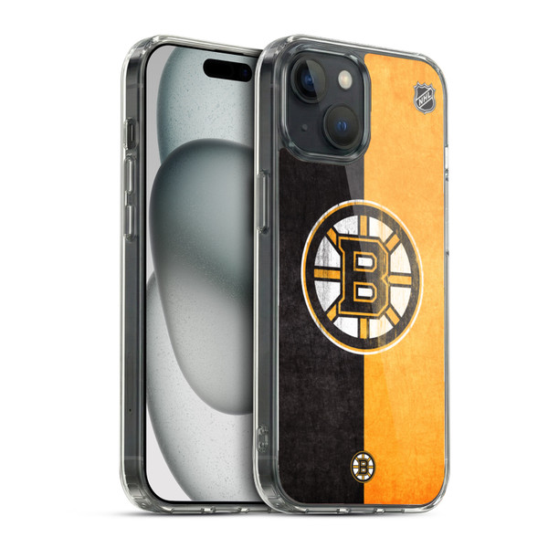 NHL Boston Bruins Half Distressed Soft Gel Case for Apple iPhone 15 & MagSafe