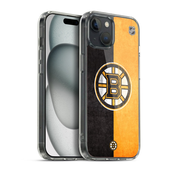 NHL Boston Bruins Half Distressed Soft Gel Case for Apple iPhone 15 Plus & MagSafe