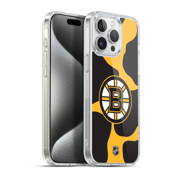 NHL Boston Bruins Cow Pattern Soft Gel Case for Apple iPhone 15 Pro Max & MagSafe