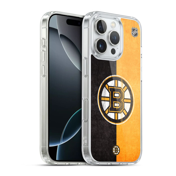 NHL Boston Bruins Half Distressed Soft Gel Case for Apple iPhone 16 Pro & MagSafe