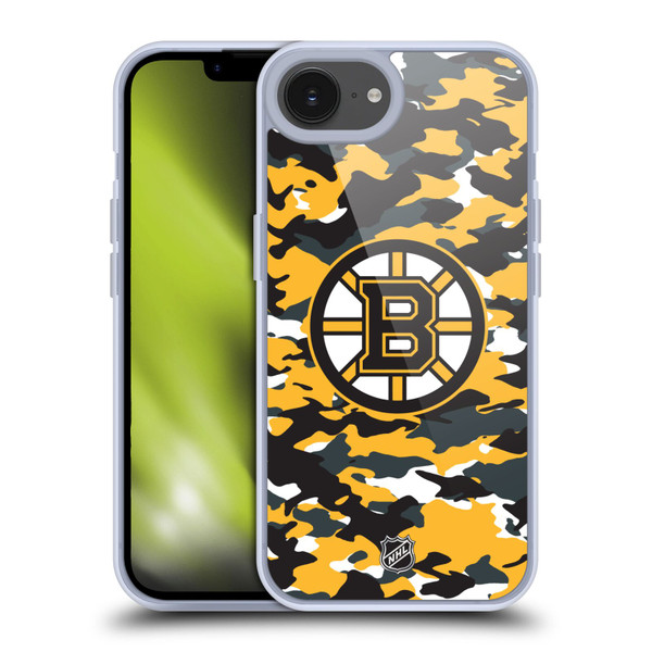 NHL Boston Bruins Camouflage Soft Gel Case for Apple iPhone 16e & MagSafe