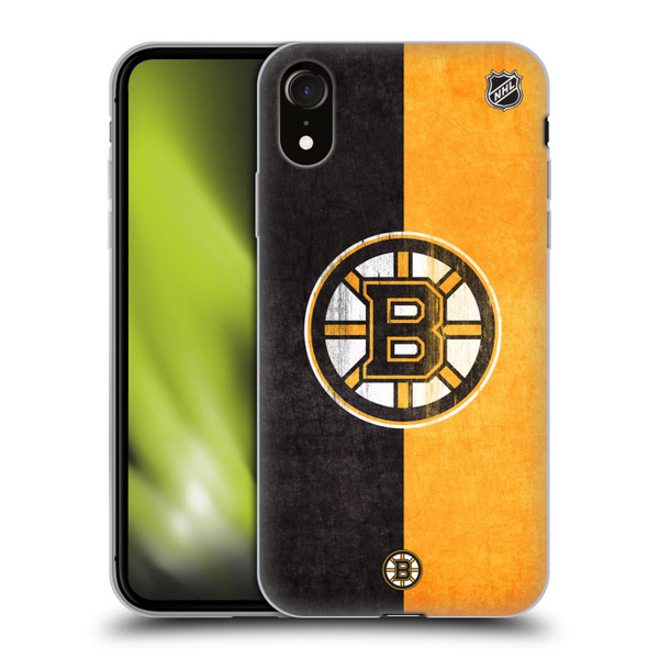 NHL Boston Bruins Half Distressed Soft Gel Case for Apple iPhone XR