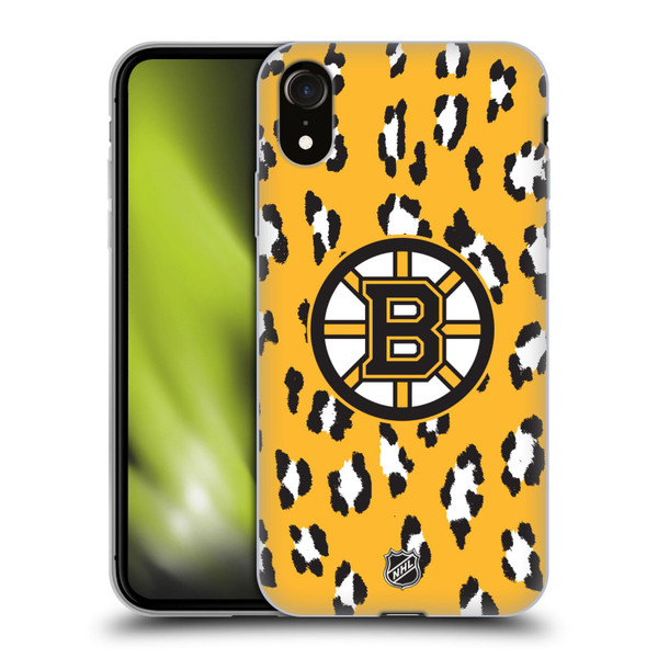NHL Boston Bruins Leopard Pattern Soft Gel Case for Apple iPhone XR