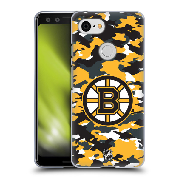 NHL Boston Bruins Camouflage Soft Gel Case for Google Pixel 3
