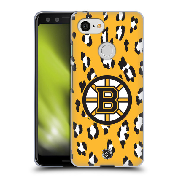 NHL Boston Bruins Leopard Pattern Soft Gel Case for Google Pixel 3