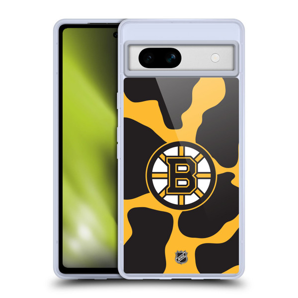 NHL Boston Bruins Cow Pattern Soft Gel Case for Google Pixel 7a