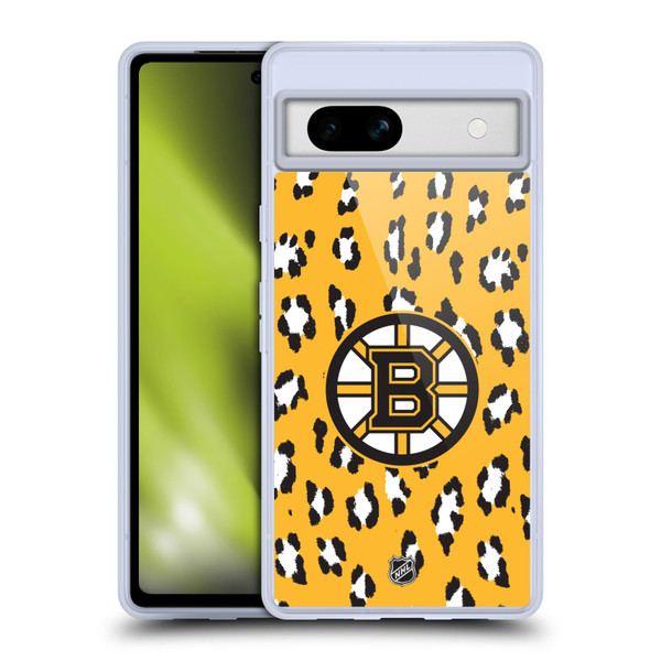 NHL Boston Bruins Leopard Pattern Soft Gel Case for Google Pixel 7a