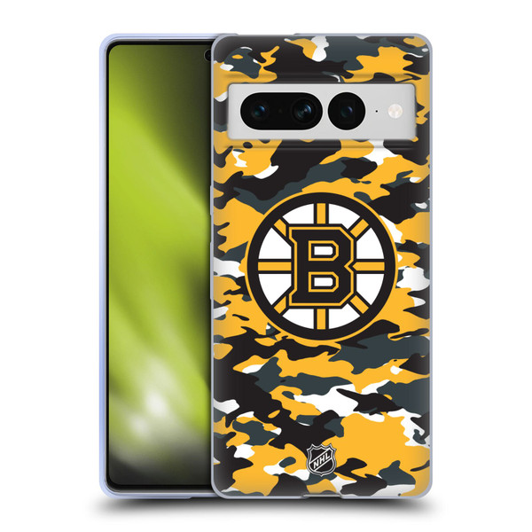 NHL Boston Bruins Camouflage Soft Gel Case for Google Pixel 7 Pro