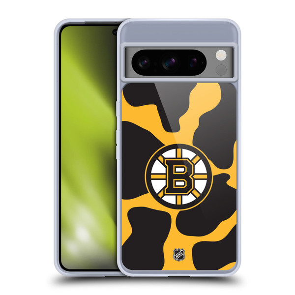 NHL Boston Bruins Cow Pattern Soft Gel Case for Google Pixel 8 Pro