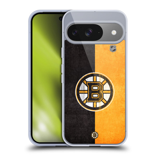 NHL Boston Bruins Half Distressed Soft Gel Case for Google Pixel 9 / Pixel 9 Pro