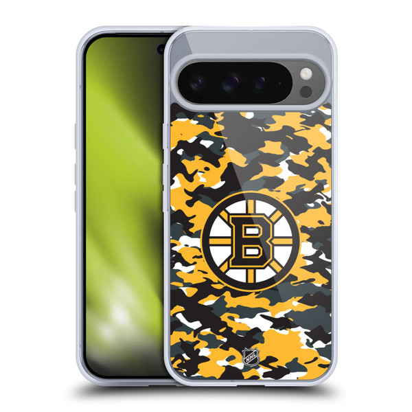 NHL Boston Bruins Camouflage Soft Gel Case for Google Pixel 9 Pro XL