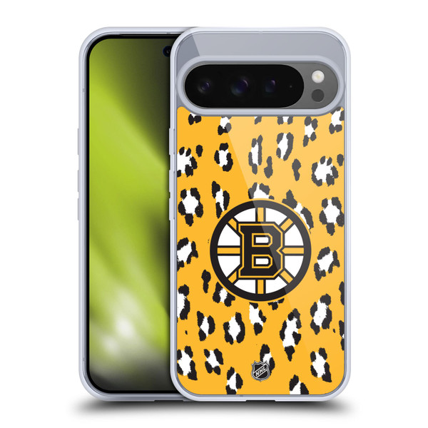 NHL Boston Bruins Leopard Pattern Soft Gel Case for Google Pixel 9 Pro XL