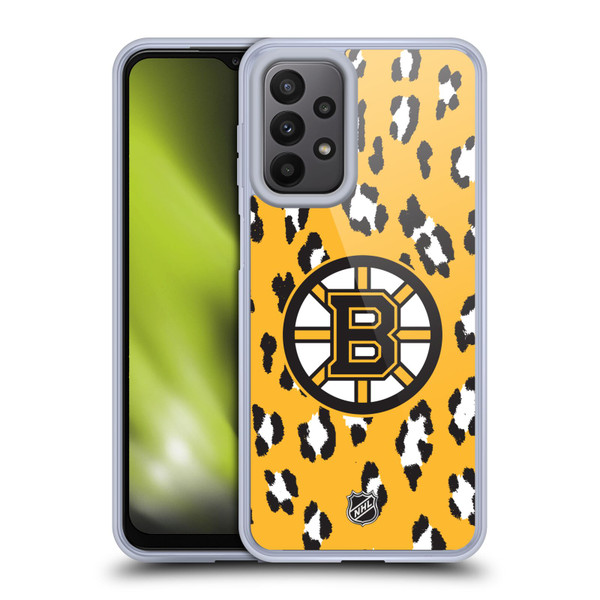 NHL Boston Bruins Leopard Pattern Soft Gel Case for Samsung Galaxy A23 / 5G (2022)
