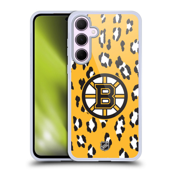 NHL Boston Bruins Leopard Pattern Soft Gel Case for Samsung Galaxy A35 5G