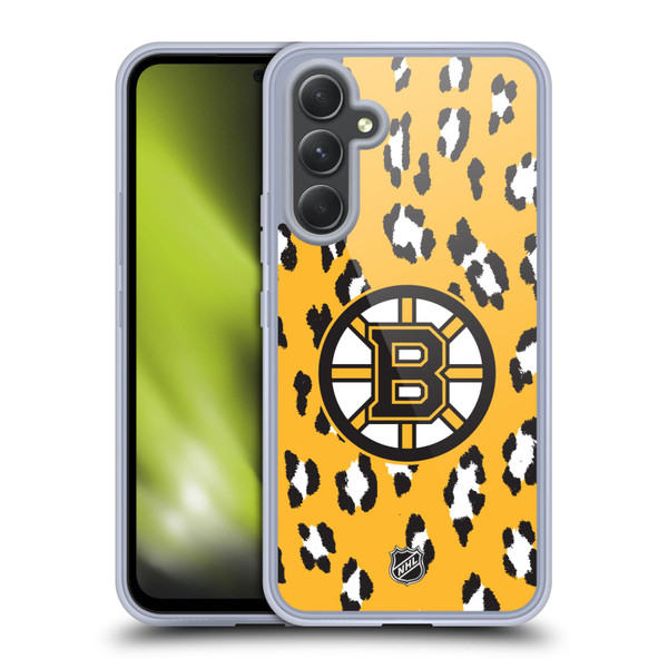 NHL Boston Bruins Leopard Pattern Soft Gel Case for Samsung Galaxy A54 5G