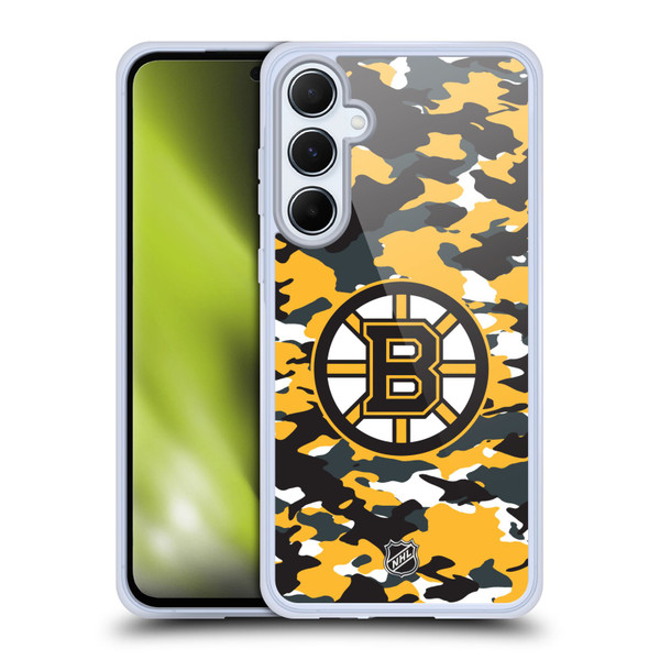 NHL Boston Bruins Camouflage Soft Gel Case for Samsung Galaxy A55 5G