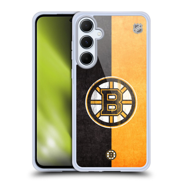 NHL Boston Bruins Half Distressed Soft Gel Case for Samsung Galaxy A55 5G