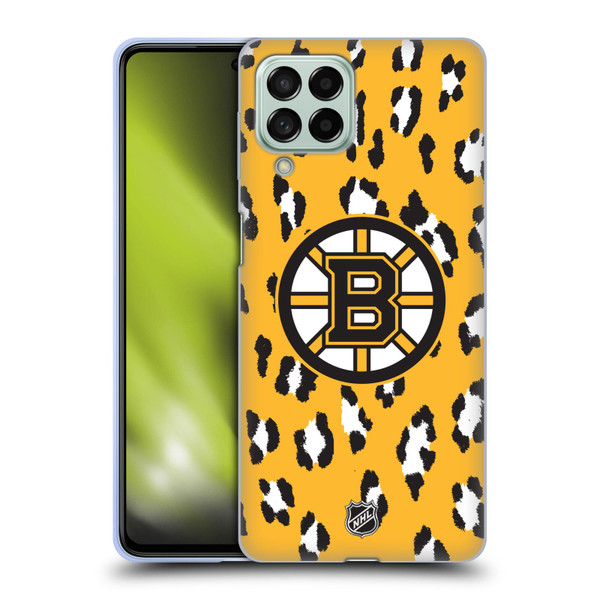 NHL Boston Bruins Leopard Pattern Soft Gel Case for Samsung Galaxy M53 (2022)