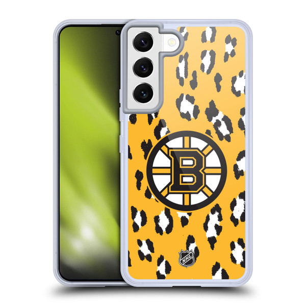 NHL Boston Bruins Leopard Pattern Soft Gel Case for Samsung Galaxy S22 5G & MagSafe