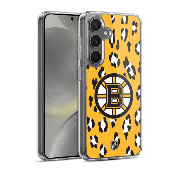 NHL Boston Bruins Leopard Pattern Soft Gel Case for Samsung Galaxy S24 5G & MagSafe