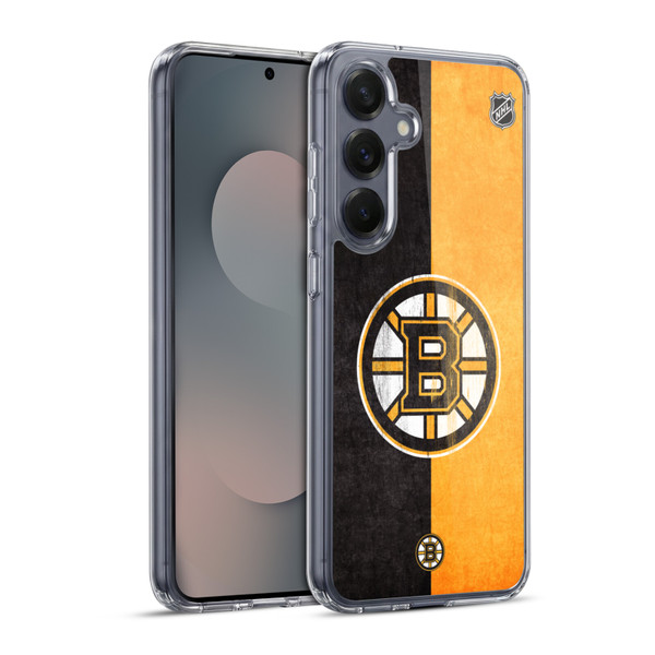 NHL Boston Bruins Half Distressed Soft Gel Case for Samsung Galaxy S25+ & MagSafe