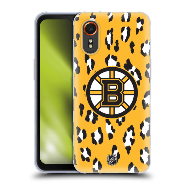 NHL Boston Bruins Leopard Pattern Soft Gel Case for Samsung Galaxy Xcover7 5G