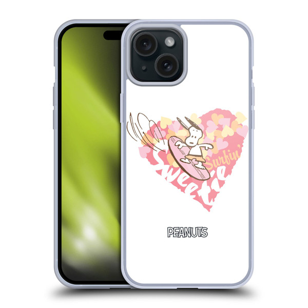 Peanuts Beach Snoopy Surfing Sweetie Soft Gel Case for Apple iPhone 15 Plus & MagSafe