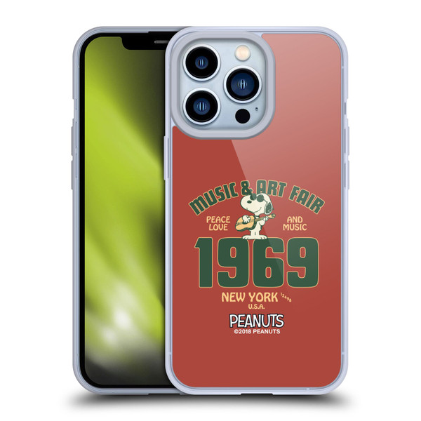 Peanuts Woodstock 50th Snoopy Guitar 1969 Soft Gel Case for Apple iPhone 13 Pro & MagSafe