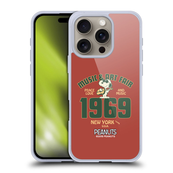 Peanuts Woodstock 50th Snoopy Guitar 1969 Soft Gel Case for Apple iPhone 16 Pro