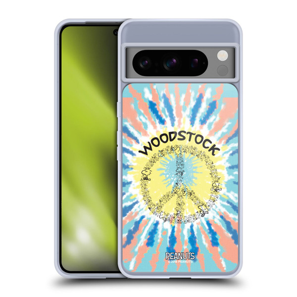Peanuts Woodstock 50th Tie Dye Peace Sign Soft Gel Case for Google Pixel 8 Pro