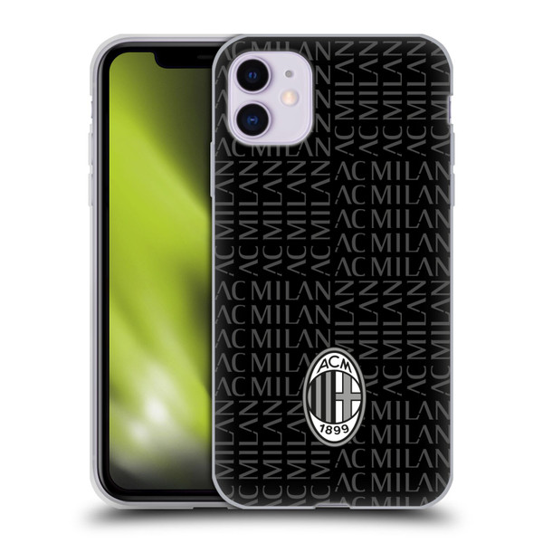 AC Milan Crest Patterns Black And Grey Soft Gel Case for Apple iPhone 11