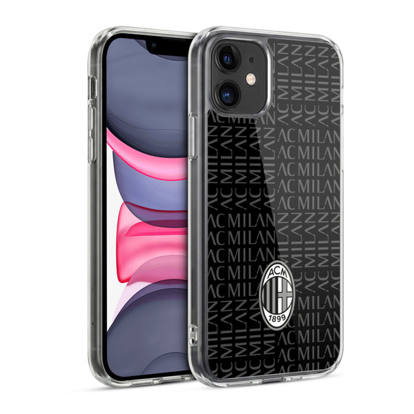 AC Milan Crest Patterns Black And Grey Soft Gel Case for Apple iPhone 11