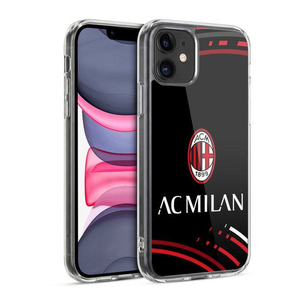 AC Milan Crest Patterns Curved Soft Gel Case for Apple iPhone 11