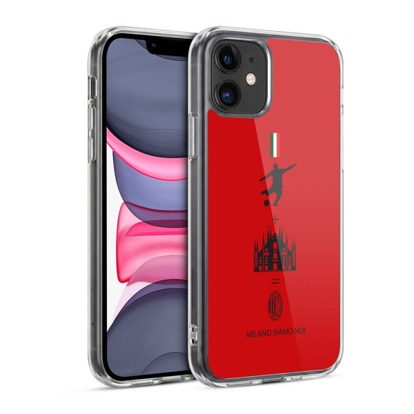 AC Milan Crest Patterns Red Soft Gel Case for Apple iPhone 11