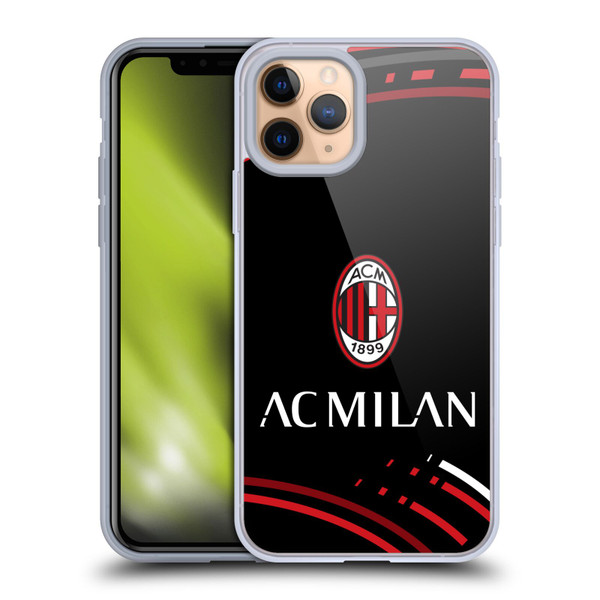 AC Milan Crest Patterns Curved Soft Gel Case for Apple iPhone 11 Pro & MagSafe