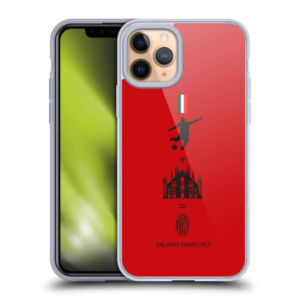AC Milan Crest Patterns Red Soft Gel Case for Apple iPhone 11 Pro & MagSafe