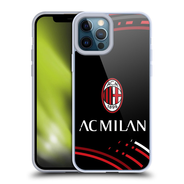 AC Milan Crest Patterns Curved Soft Gel Case for Apple iPhone 12 Pro Max & MagSafe