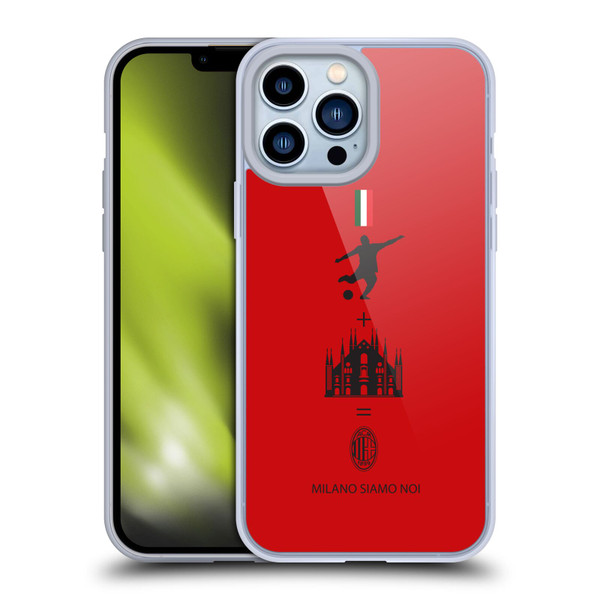 AC Milan Crest Patterns Red Soft Gel Case for Apple iPhone 13 Pro Max & MagSafe