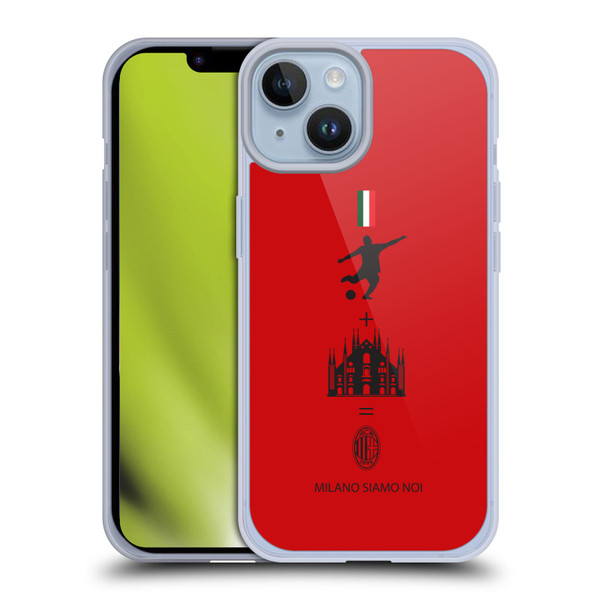 AC Milan Crest Patterns Red Soft Gel Case for Apple iPhone 14