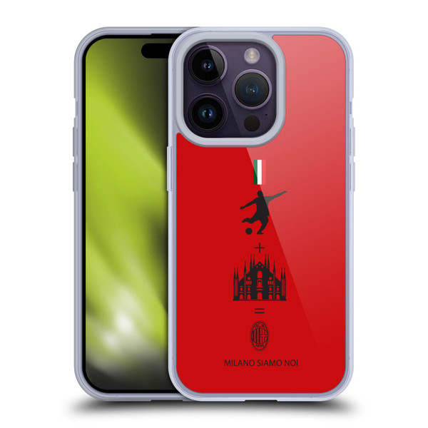 AC Milan Crest Patterns Red Soft Gel Case for Apple iPhone 14 Pro & MagSafe
