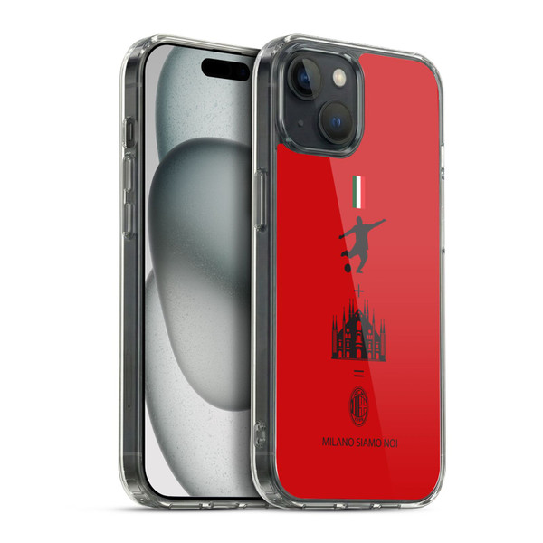 AC Milan Crest Patterns Red Soft Gel Case for Apple iPhone 15 Plus & MagSafe