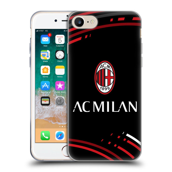 AC Milan Crest Patterns Curved Soft Gel Case for Apple iPhone 7 / 8 / SE 2020 & 2022 & MagSafe