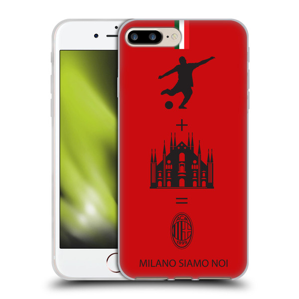 AC Milan Crest Patterns Red Soft Gel Case for Apple iPhone 7 Plus / iPhone 8 Plus & MagSafe